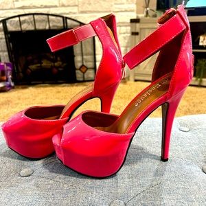 Pink platform, high heel shoes